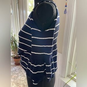 Copper Key cold shoulder navy with white stripe top